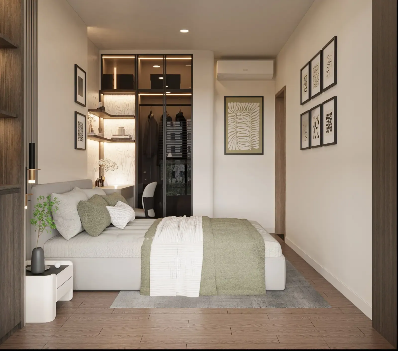 Phòng ngủ 2 – tủ áo – nhà mẫu căn A1 3 phòng ngủ 88 m² Bcons Central Park Tam Hiệp