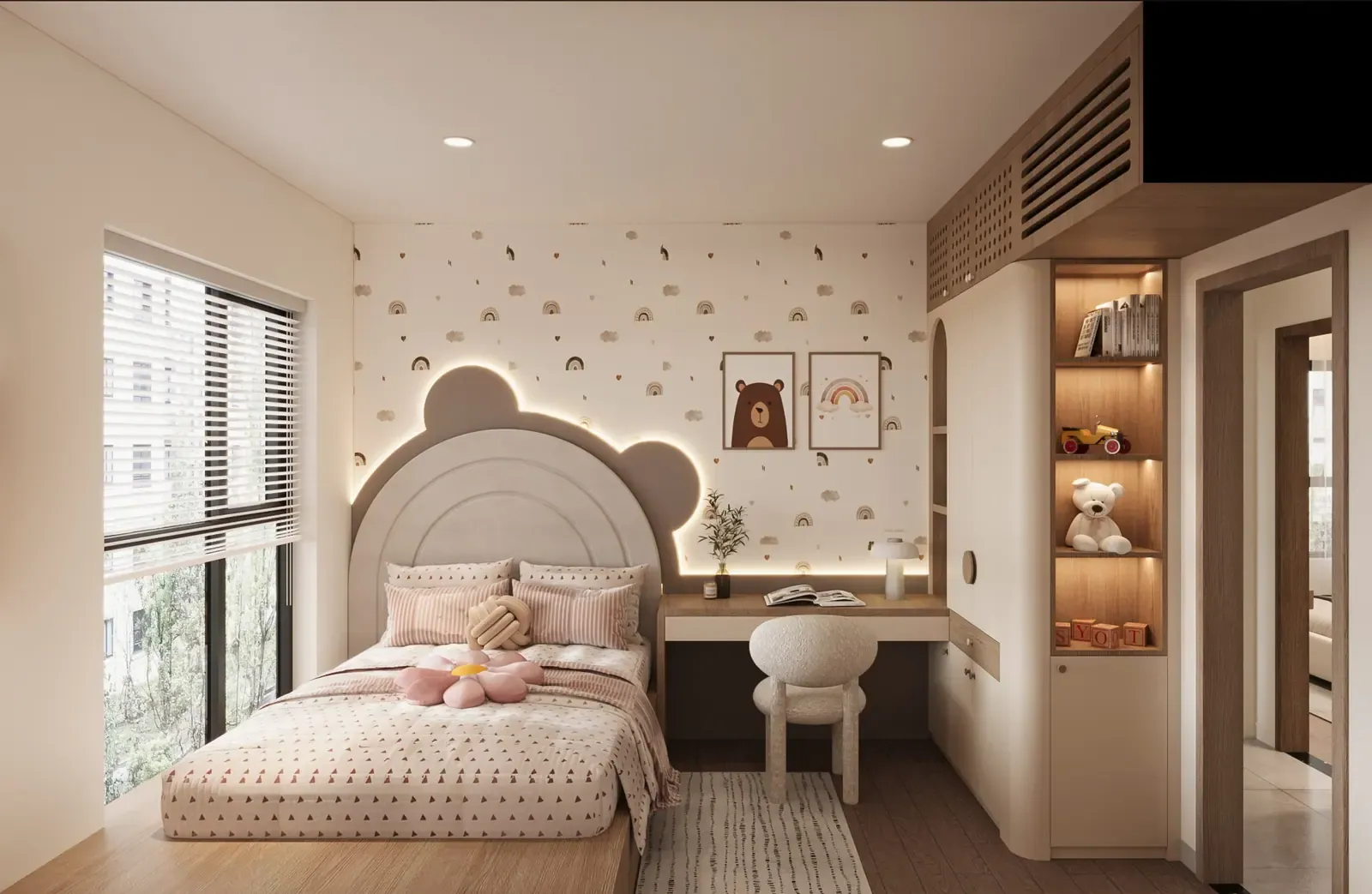 Phòng ngủ bé – nhà mẫu căn A1 3 phòng ngủ 88 m² Bcons Central Park Tam Hiệp