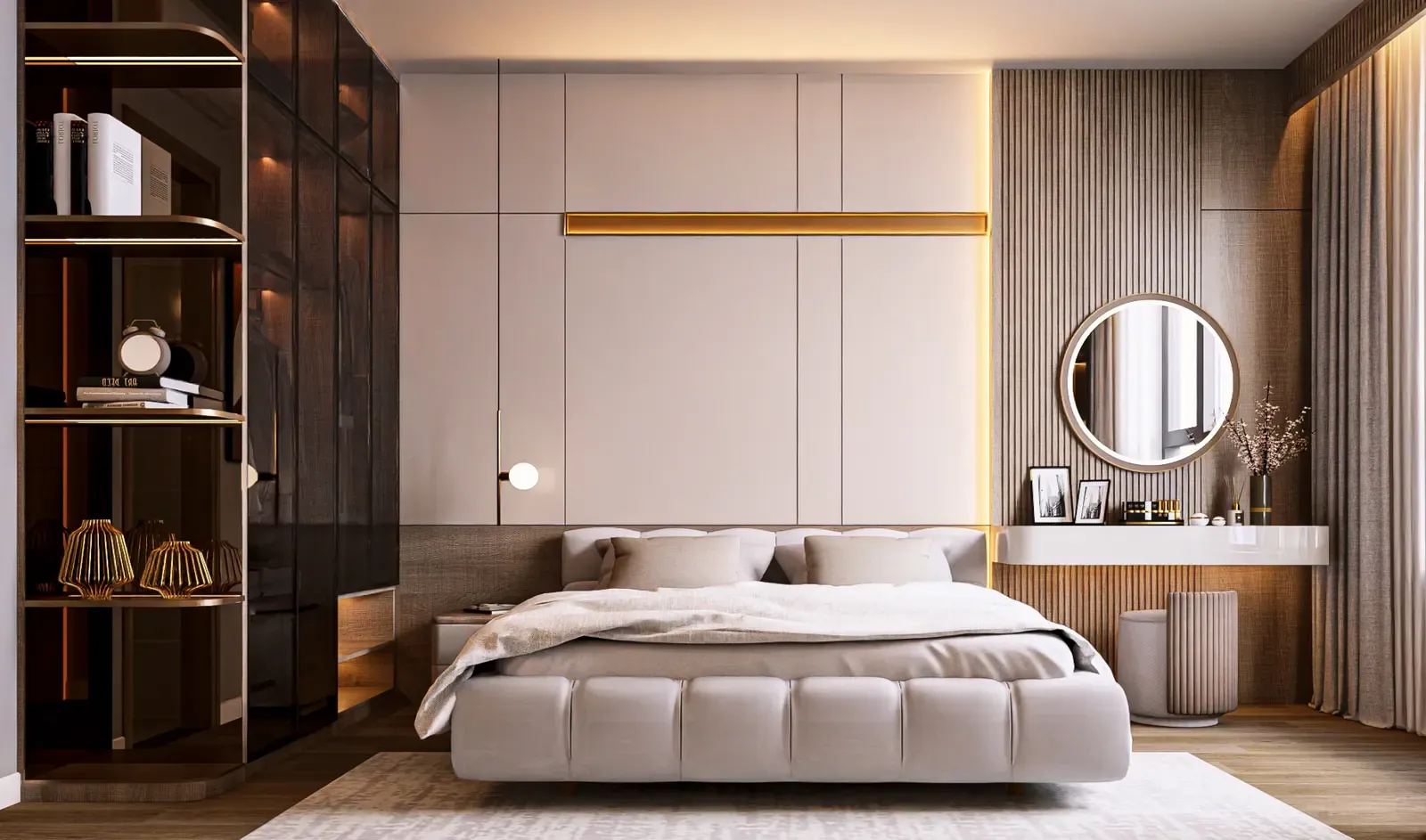 Phòng ngủ chính – nhà mẫu căn B4 2 phòng ngủ 73 m² Bcons Central Park Tam Hiệp
