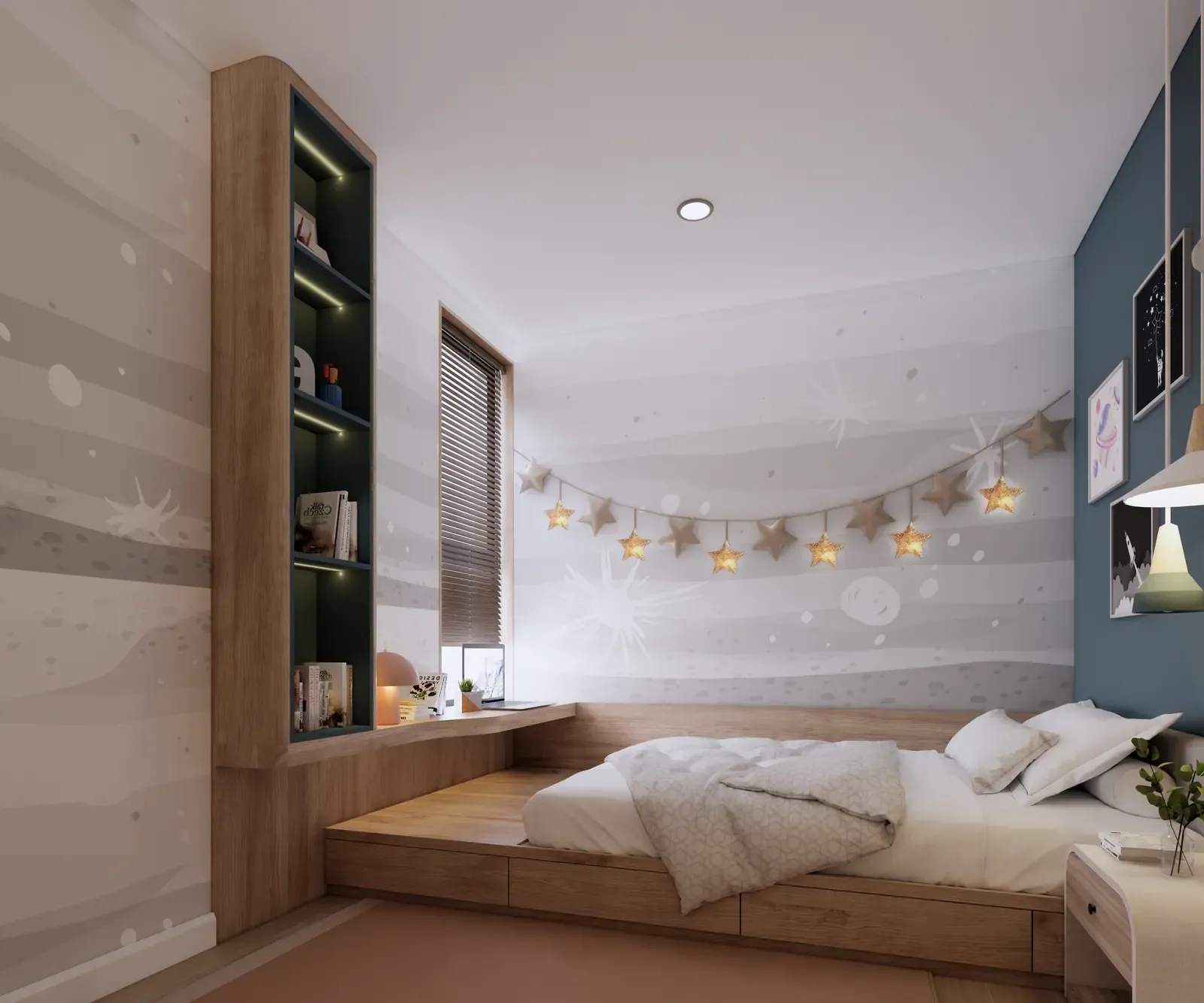Phòng ngủ bé – nhà mẫu căn C1 2 phòng ngủ 52 m² Bcons Central Park Tam Hiệp