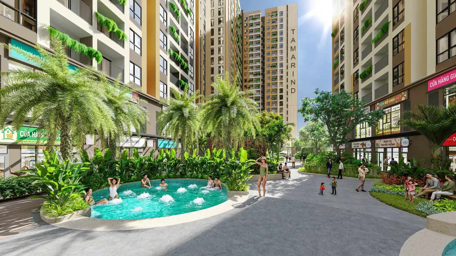 Bể sục Jacuzzi – phối cảnh tiện ích nội khu Bcons Central Park Tam Hiệp