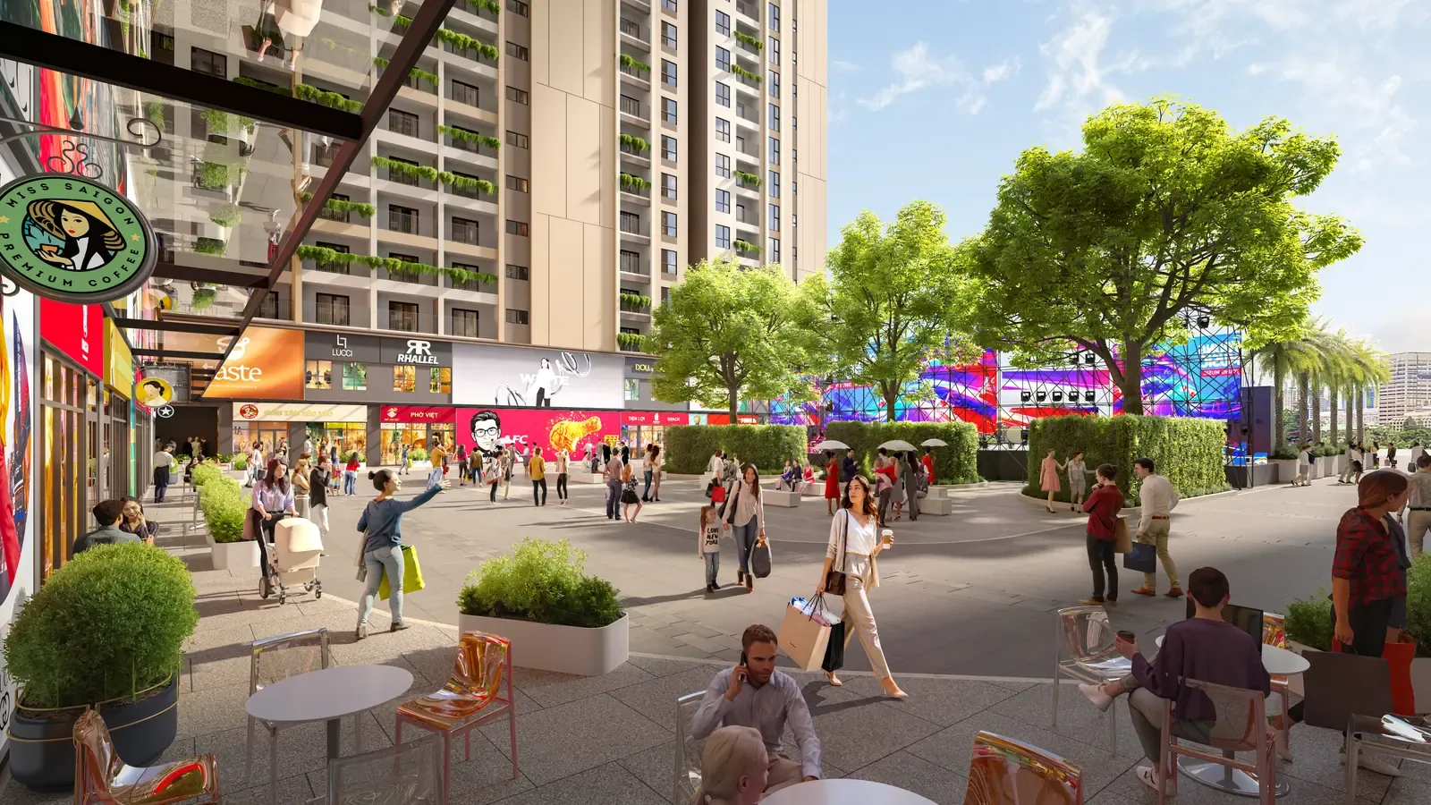 Không gian kết nối cộng đồng – phối cảnh Bcons Central Park Tam Hiệp