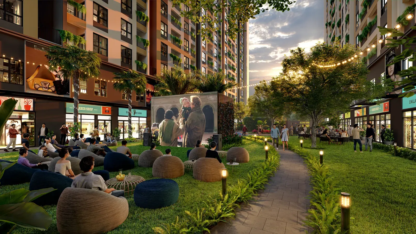Rạp phim ngoài trời – phối cảnh tiện ích nội khu Bcons Central Park Tam Hiệp