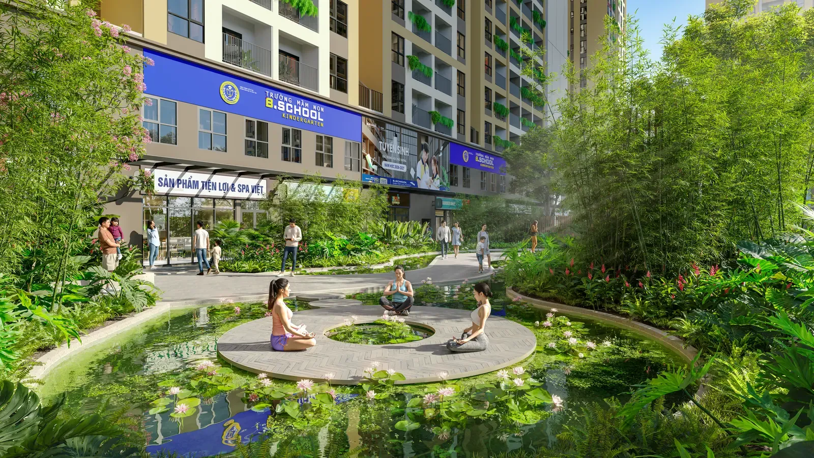Vườn thiền – yoga – phối cảnh tiện ích nội khu Bcons Central Park Tam Hiệp